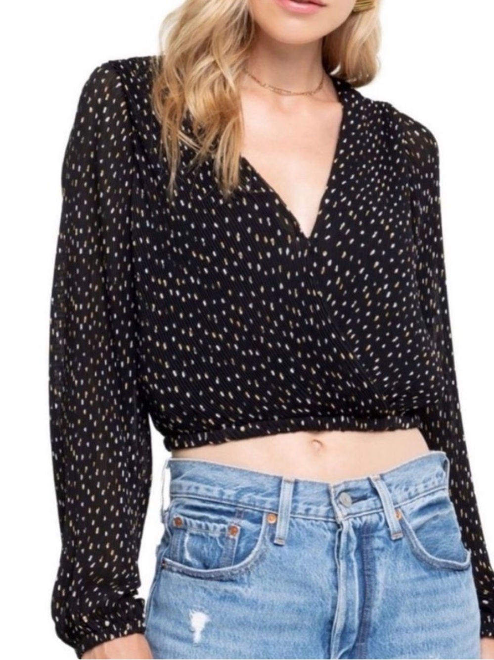 NWT! Astr Black & White Wrap Blouse